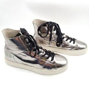 Tana Metallic Leather High Top Trainers 9.5 or 10